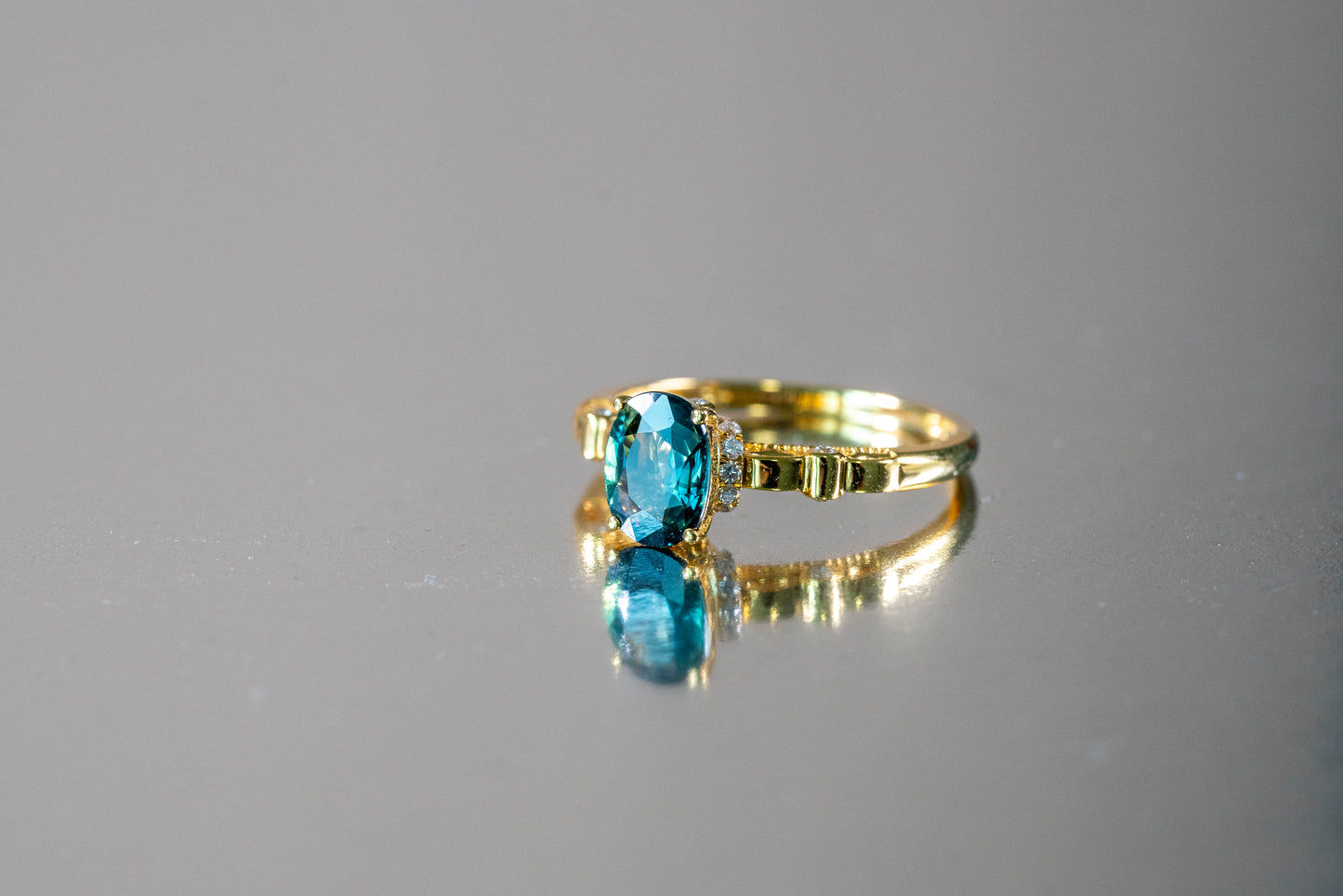 Sundrop Sapphire and Diamond Accents Ring in 18K Gold