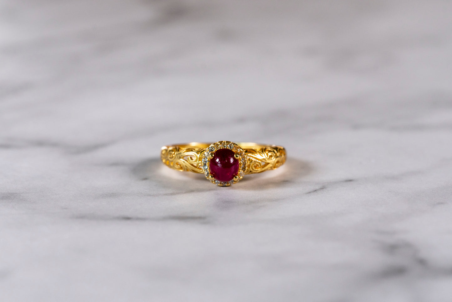 Radiant Ruby Cloudscape Ring in 18k Gold