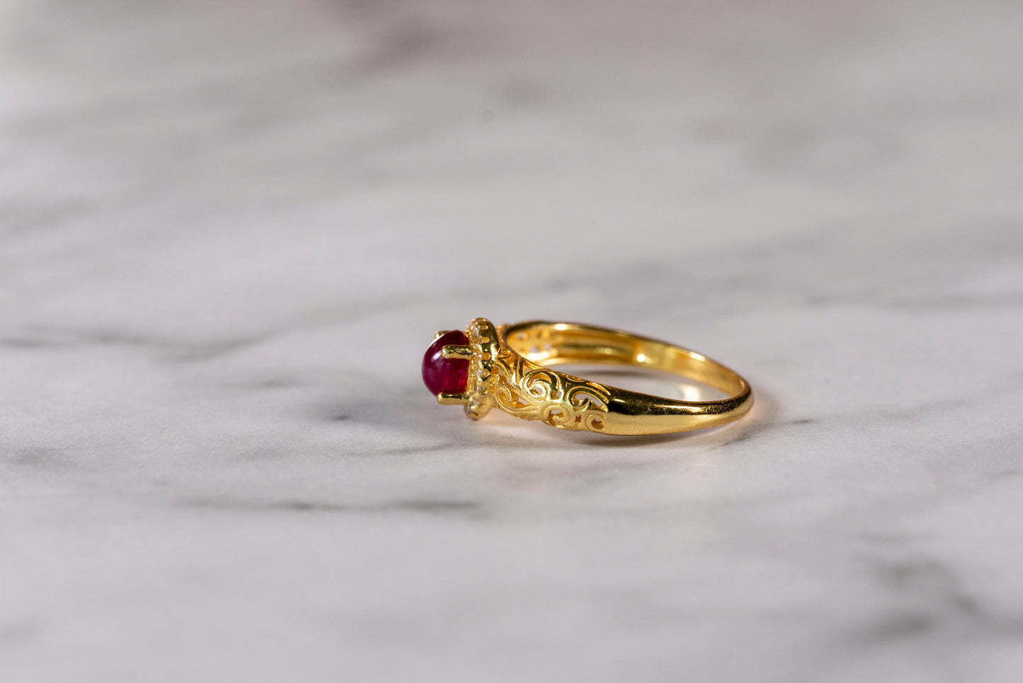 Radiant Ruby Cloudscape Ring in 18k Gold