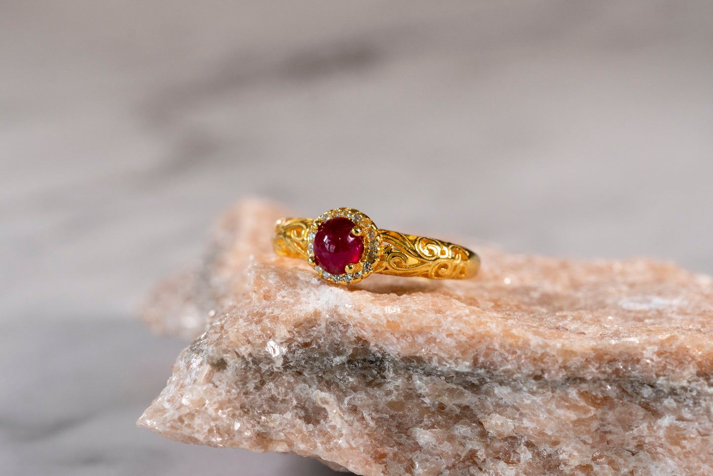 Radiant Ruby Cloudscape Ring in 18k Gold