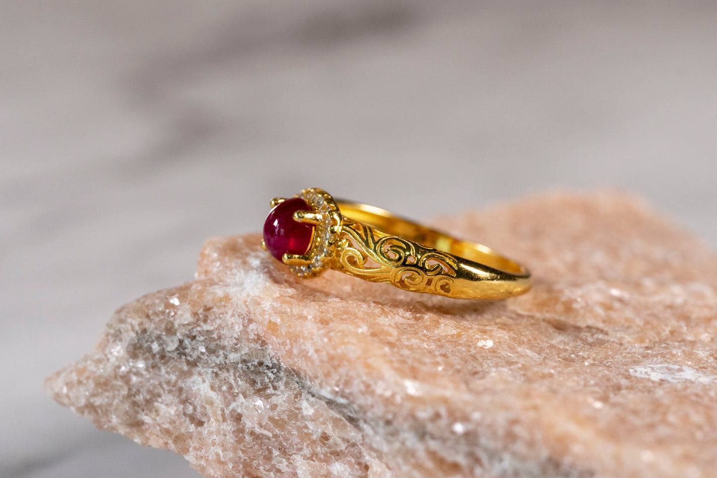 Radiant Ruby Cloudscape Ring in 18k Gold