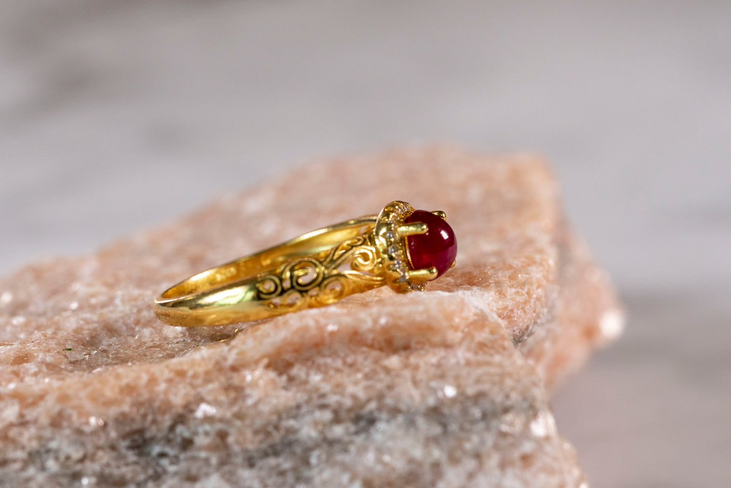 Radiant Ruby Cloudscape Ring in 18k Gold