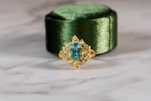 Aqua Blossom Diamond Mosaic Ring in 18k Gold