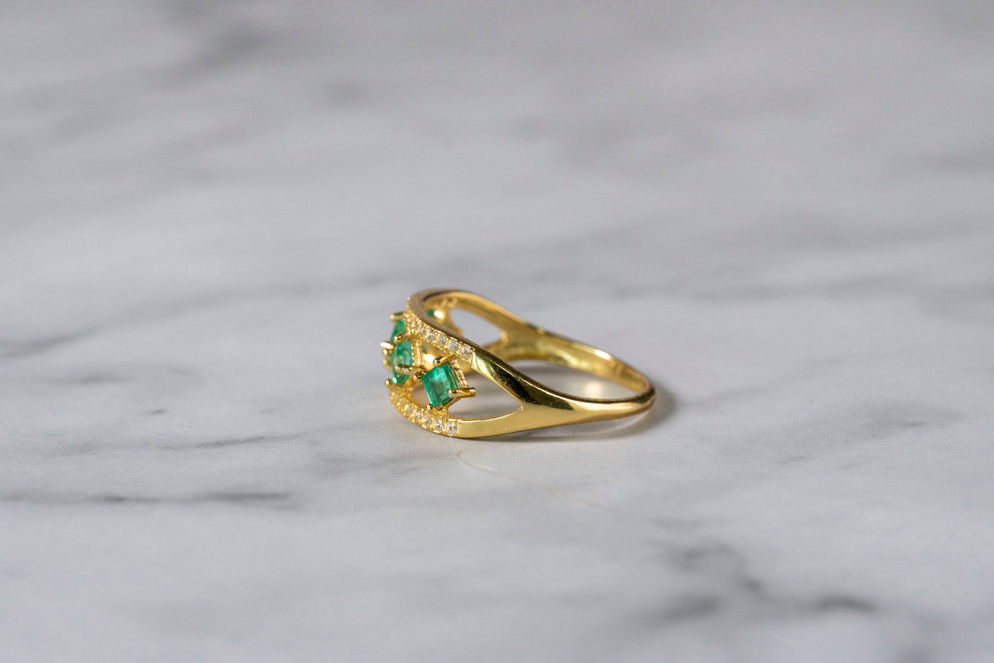 Emerald Cascade Eternity Band with Diamonds in 18k Gold