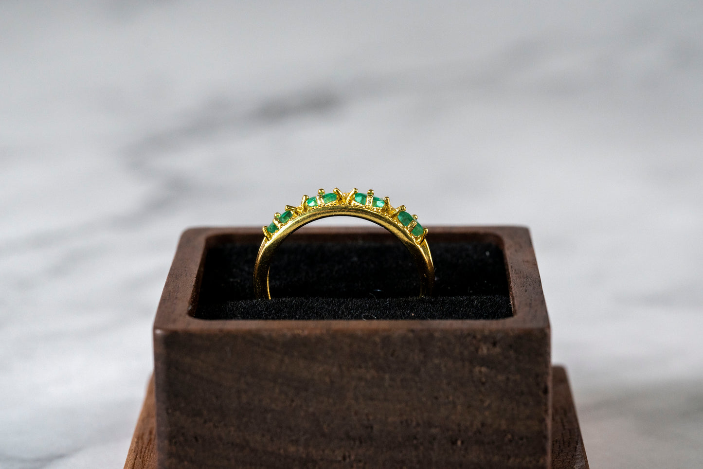 Emerald Cascade Eternity Band with Diamonds in 18k Gold