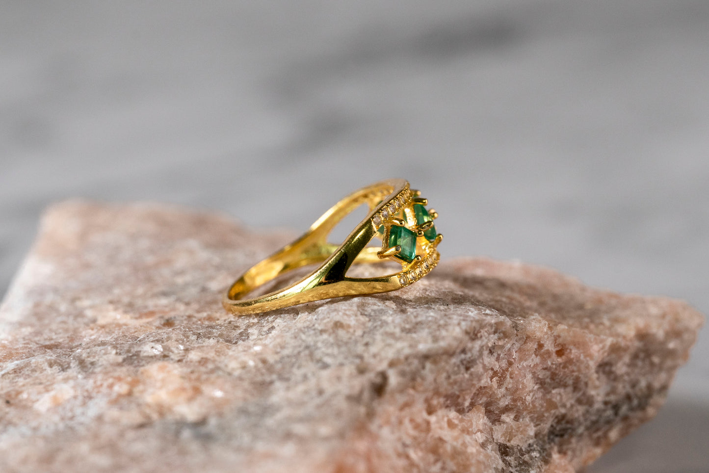 Emerald Cascade Eternity Band with Diamonds in 18k Gold