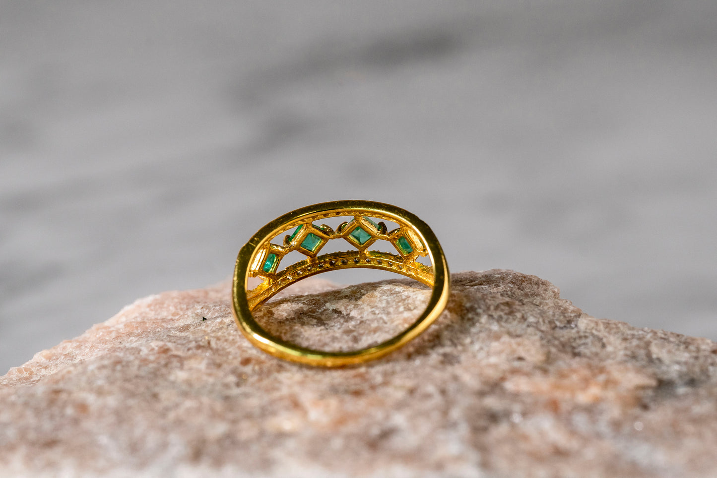 Emerald Cascade Eternity Band with Diamonds in 18k Gold