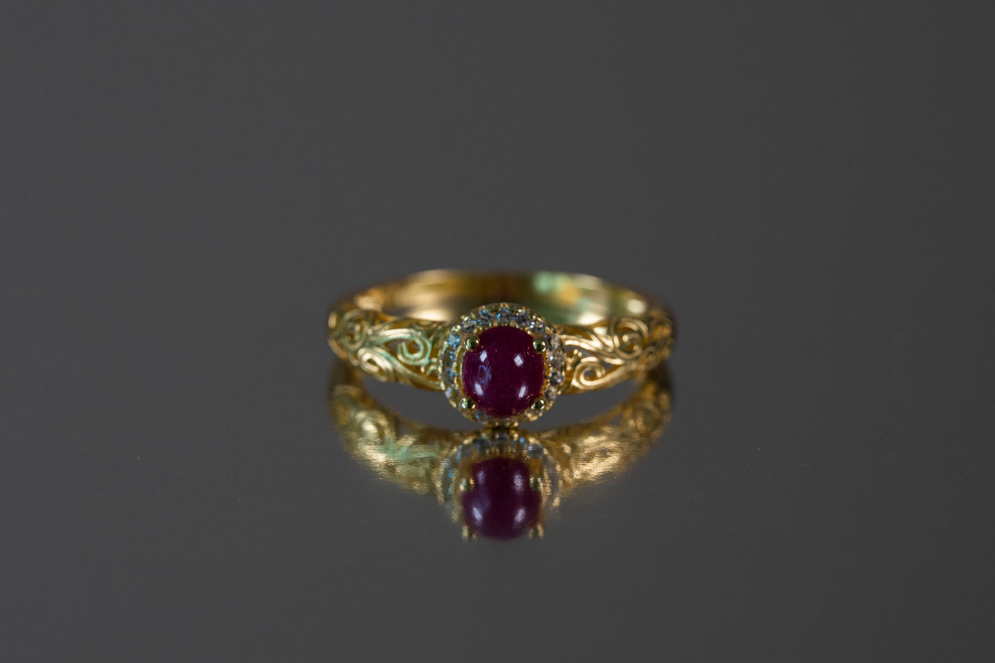 Radiant Ruby Cloudscape Ring in 18k Gold