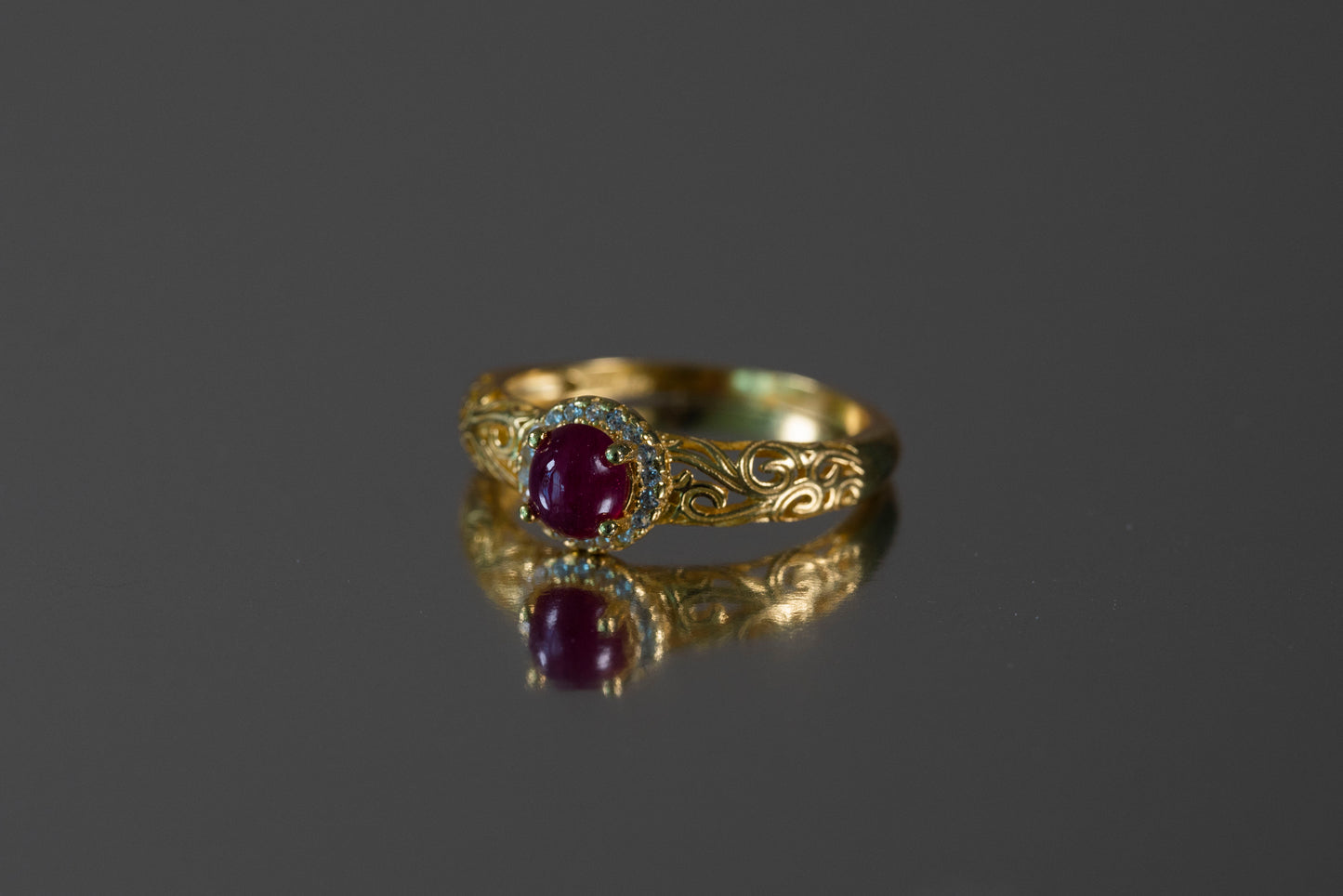 Radiant Ruby Cloudscape Ring in 18k Gold