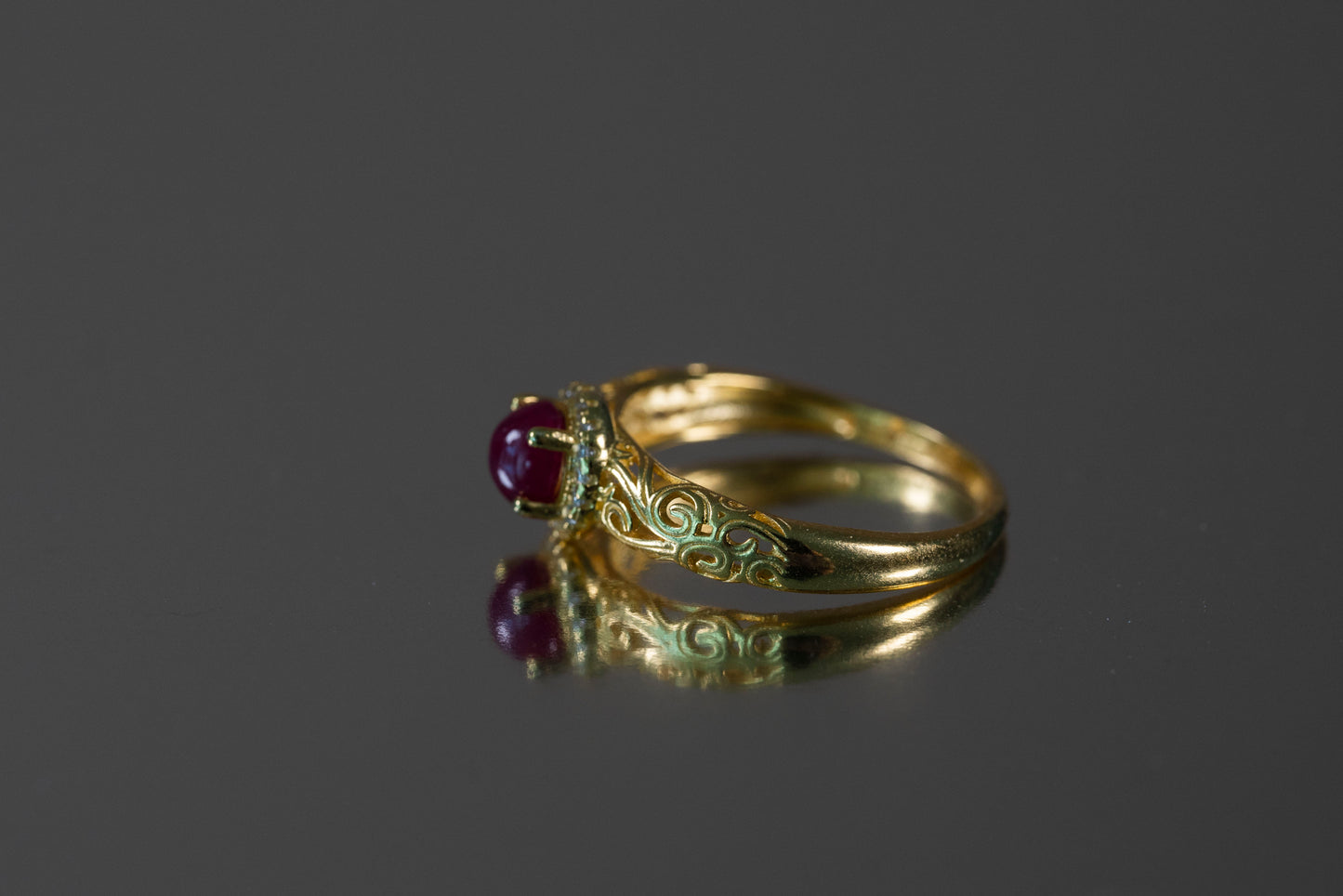 Radiant Ruby Cloudscape Ring in 18k Gold