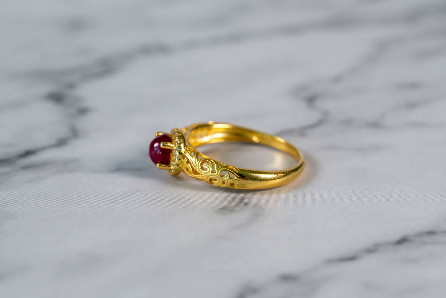 Radiant Ruby Cloudscape Ring in 18k Gold