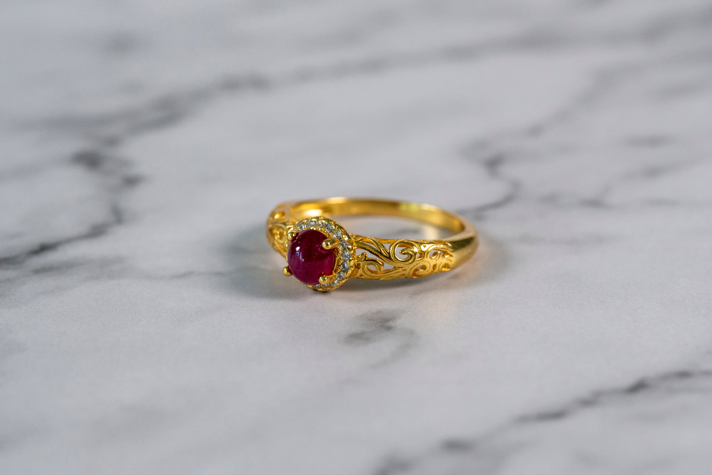 Radiant Ruby Cloudscape Ring in 18k Gold