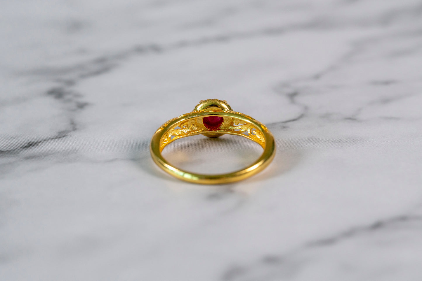 Radiant Ruby Cloudscape Ring in 18k Gold