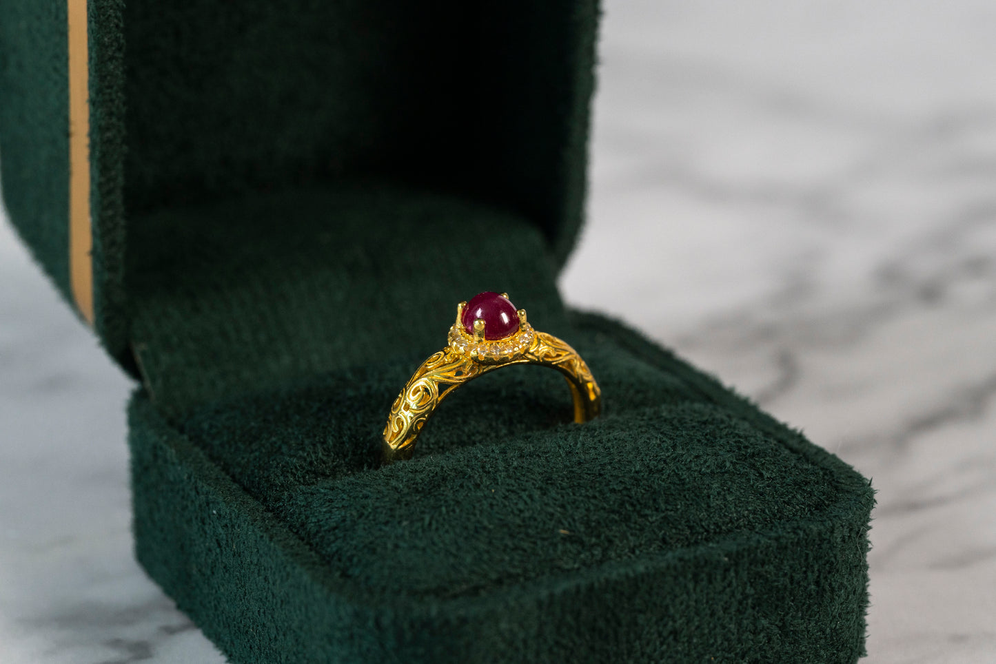 Radiant Ruby Cloudscape Ring in 18k Gold