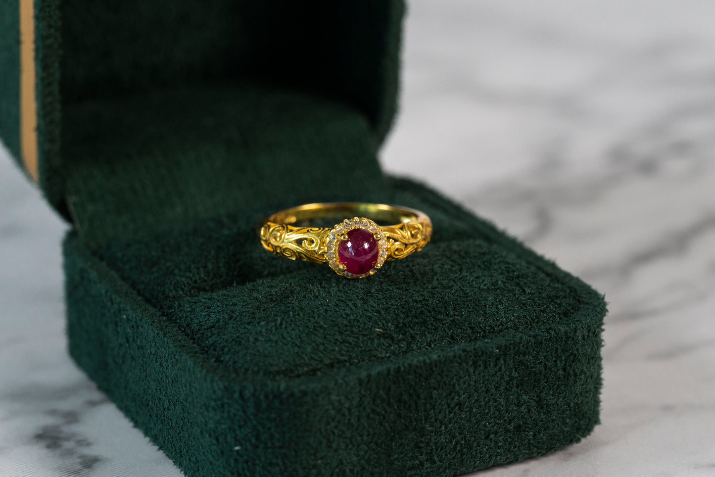 Radiant Ruby Cloudscape Ring in 18k Gold