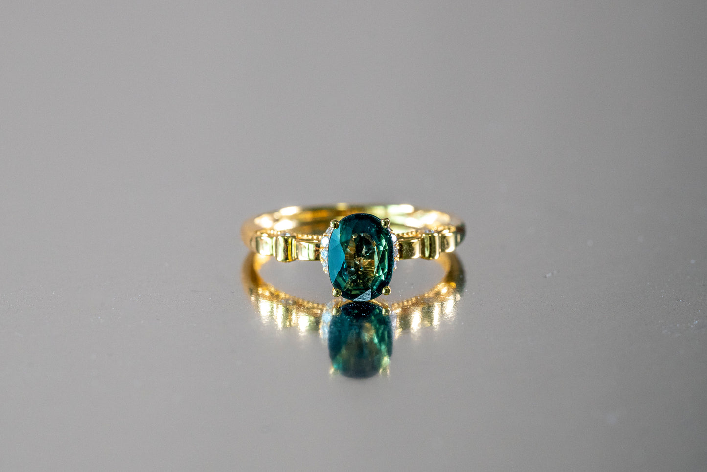 Sundrop Sapphire and Diamond Accents Ring in 18K Gold