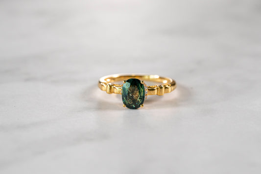 Sundrop Sapphire and Diamond Accents Ring in 18K Gold