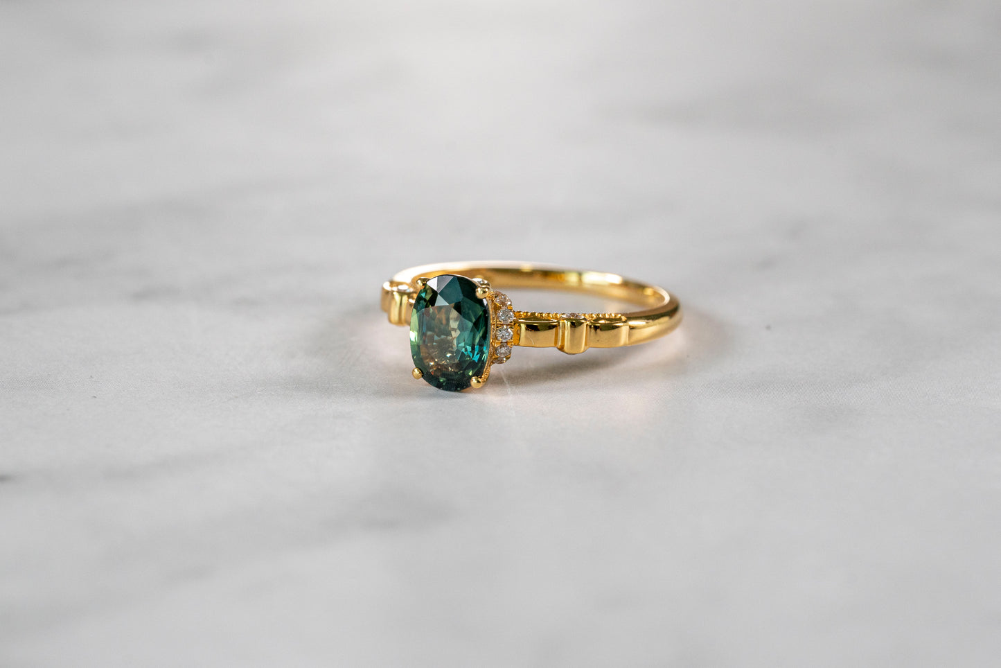 Sundrop Sapphire and Diamond Accents Ring in 18K Gold