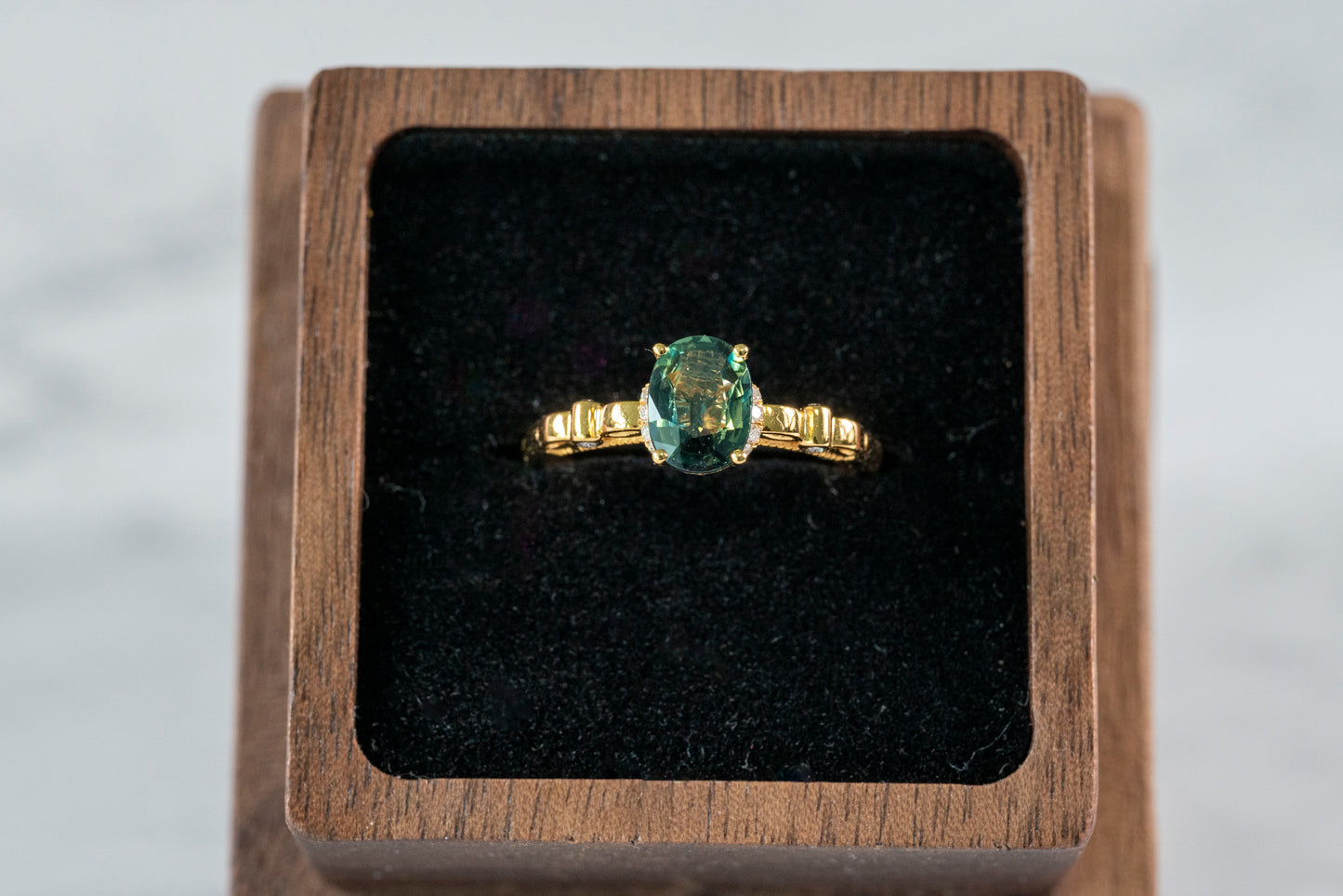 Sundrop Sapphire and Diamond Accents Ring in 18K Gold