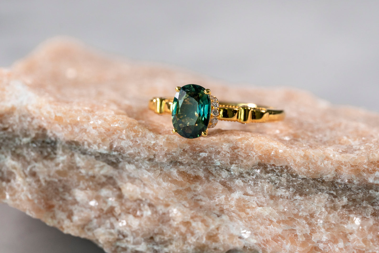 Sundrop Sapphire and Diamond Accents Ring in 18K Gold