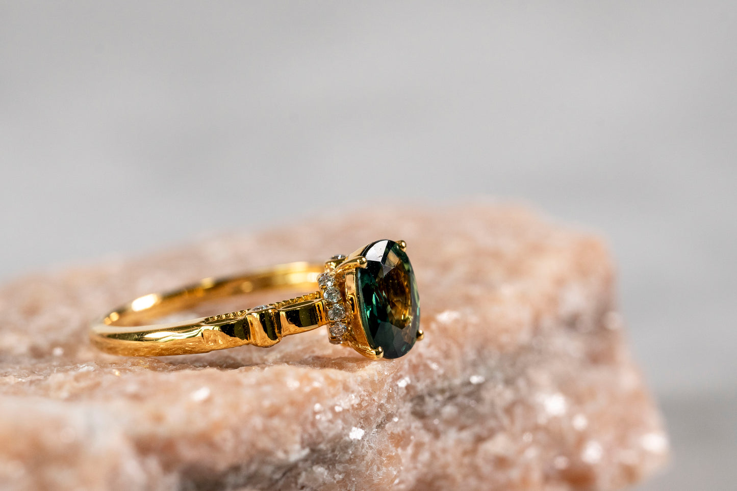 Sundrop Sapphire and Diamond Accents Ring in 18K Gold