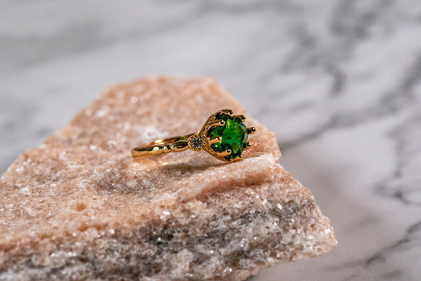 Verdant Oasis Enchanted Cushion Emerald Ring in 18k Gold