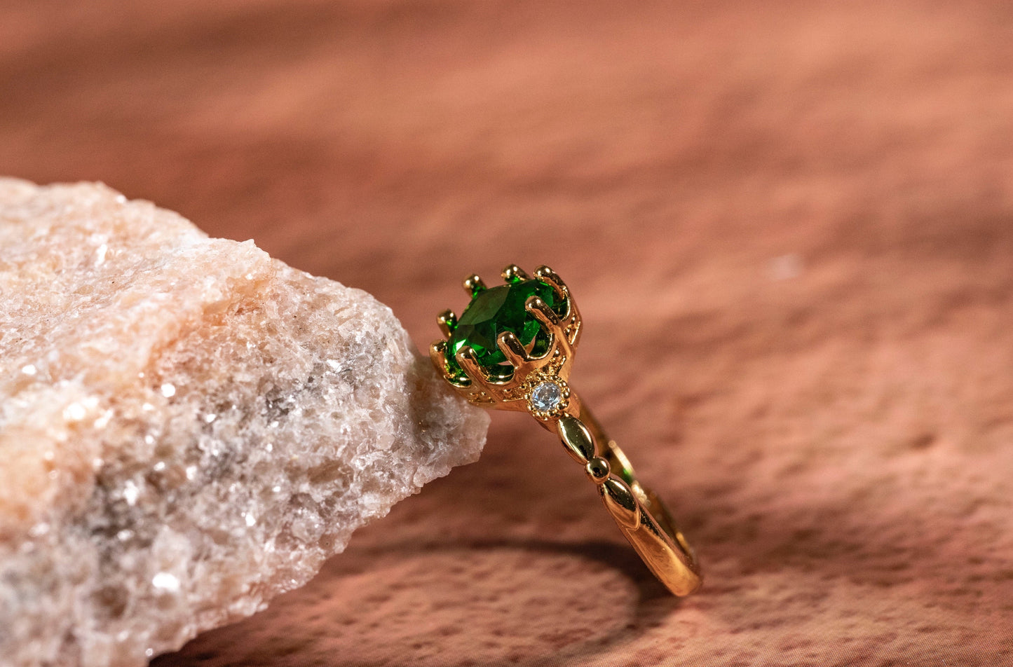 Verdant Oasis Enchanted Cushion Emerald Ring in 18k Gold